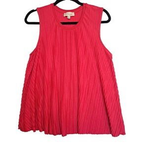 Philosophy Tank Top Womens M Red Pleated Ruffle Swing Tank Blouse Shirt Pleated